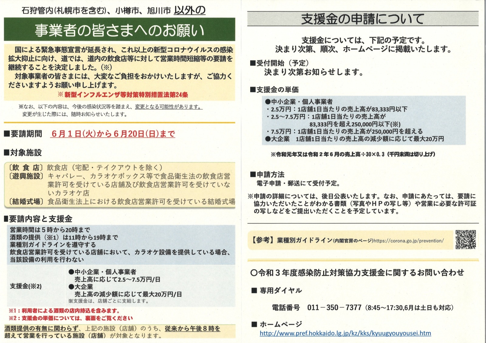 緊急事態措置の延長に係る事業者の皆さまへの要請についての画像