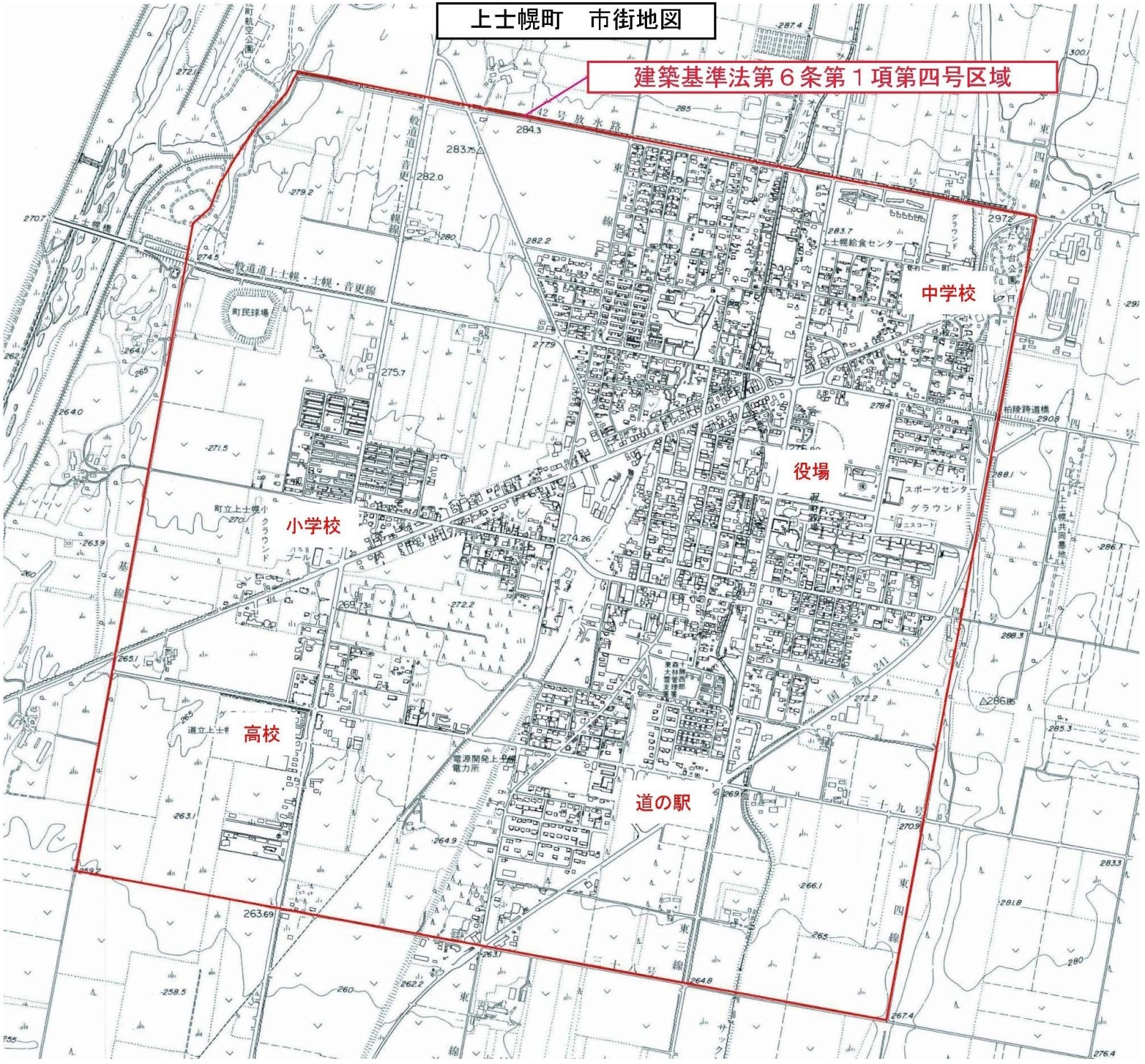 上士幌町 建築基準法第6条第1項第四号区域及び建築基準法第22条区域の画像