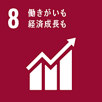SDGs17のゴールのアイコン（【目標8】働きがいも経済成長も）
